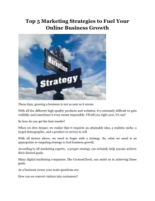 Top 5 Marketing Strategies to Fuel Your Online Business Growth
