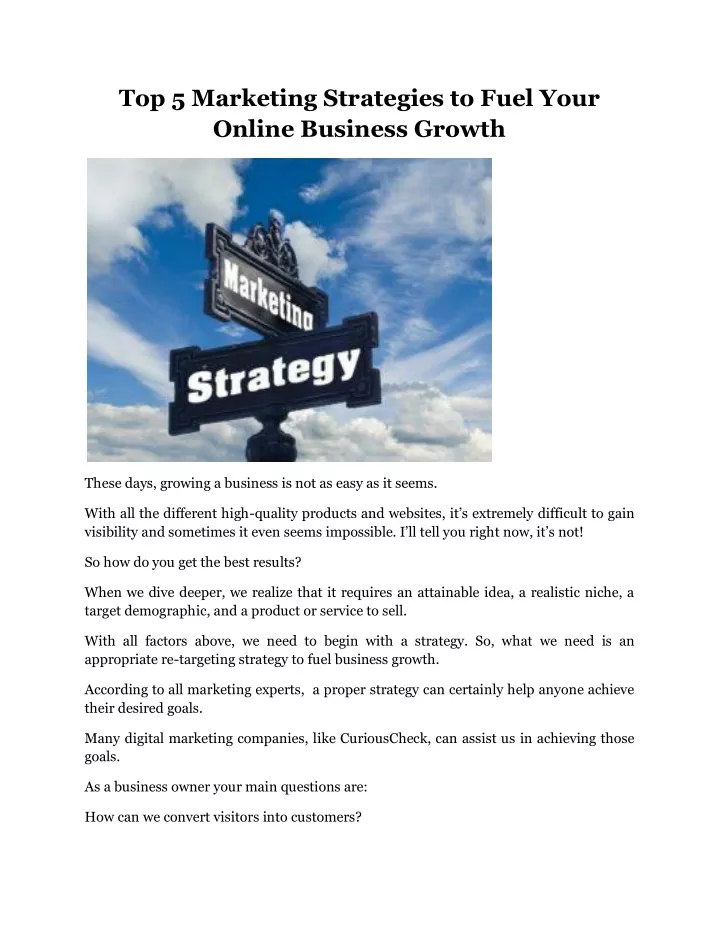 top 5 marketing strategies to fuel your online