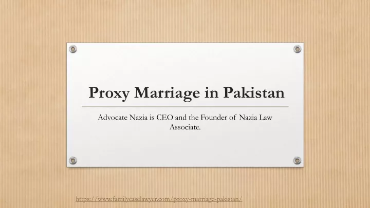 proxy marriage in pakistan