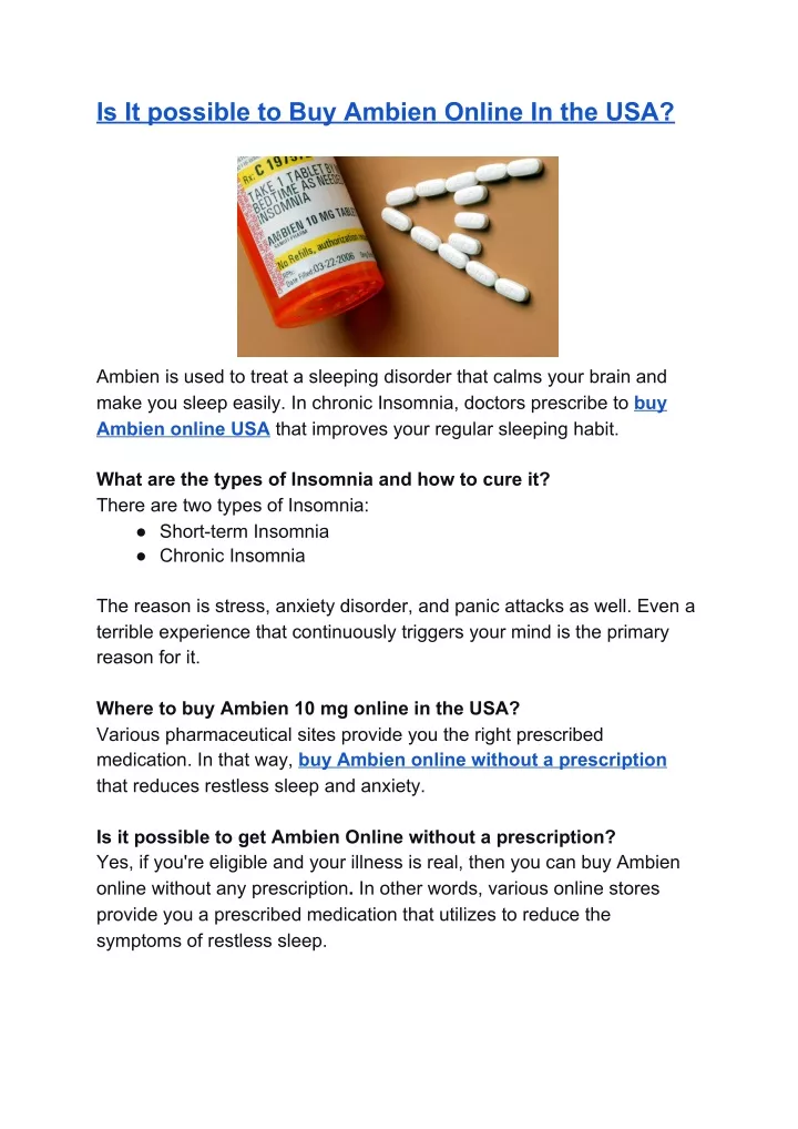 is it possible to buy ambien online in the usa