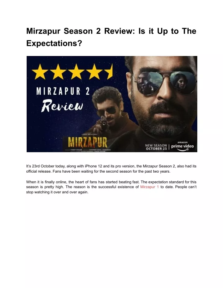 mirzapur season 2 review