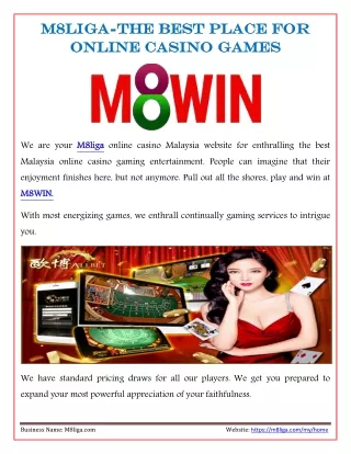 M8liga-THE BEST PLACE FOR ONLINE CASINO GAMES