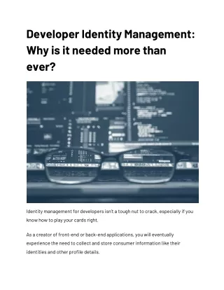 Developer Identity Management: Why is it needed more than ever?