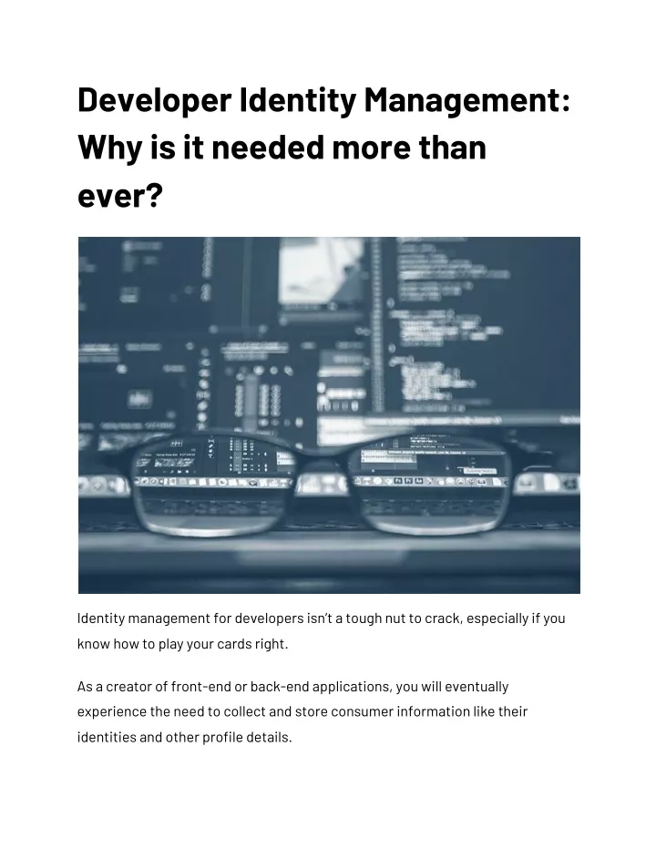 developer identity management why is it needed