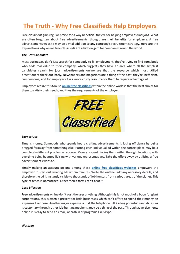 the truth why free classifieds help employers