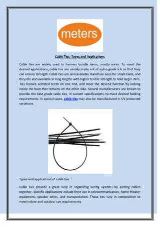 cable ties types and applications