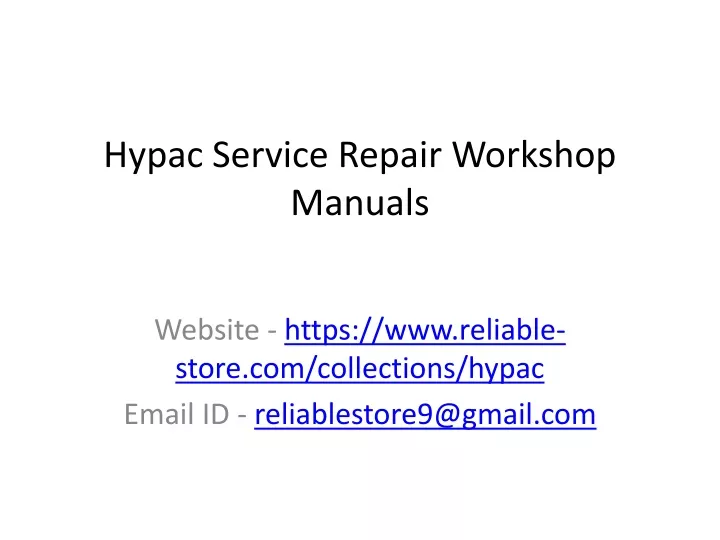 hypac service repair workshop manuals