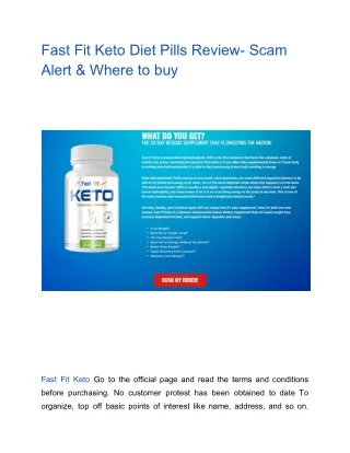 Fast Fit Keto Diet Pills Review- Scam Alert & Where to buy