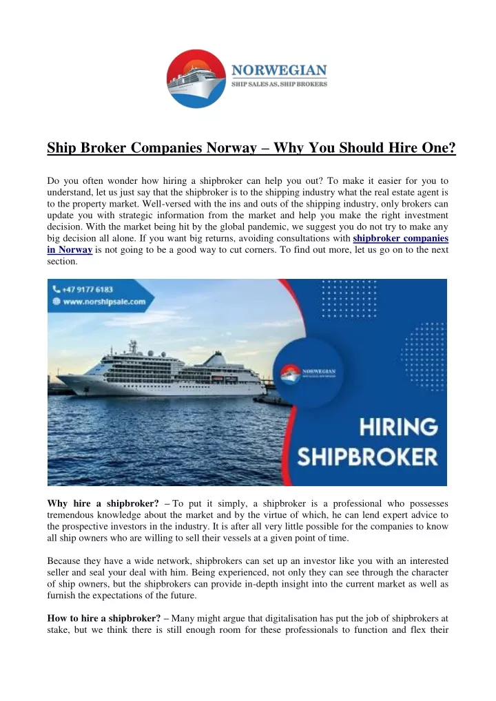 ship broker companies norway why you should hire