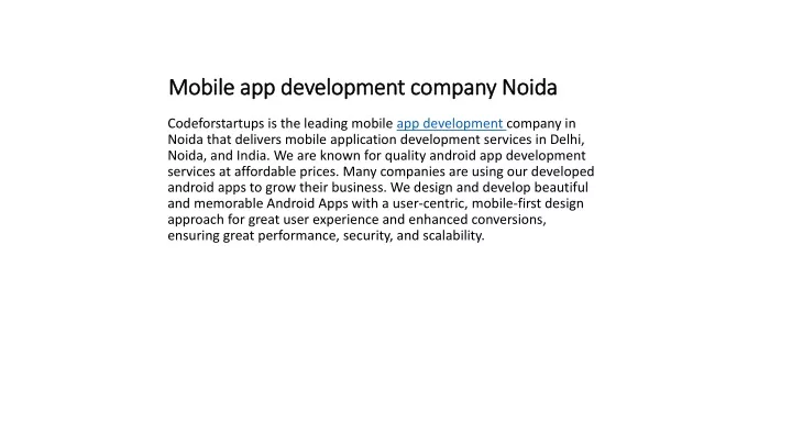 mobile app development company noida