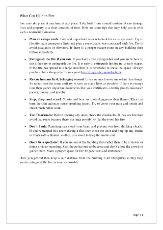 what can help in fire