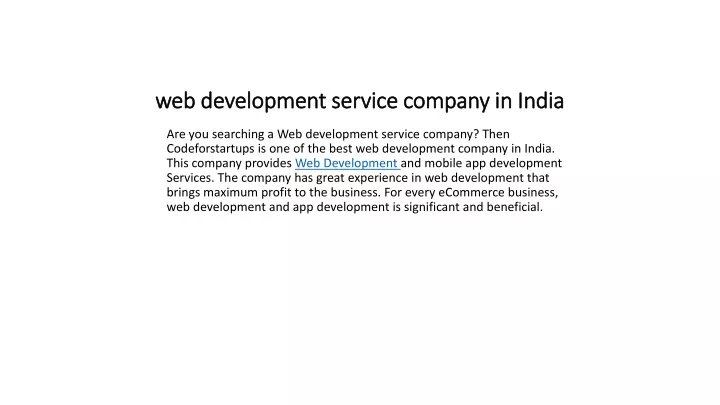 web development service company in india