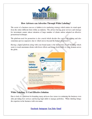 how advisors can advertise through white labeling