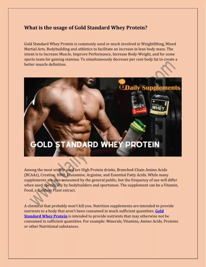 what is the usage of gold standard whey protein