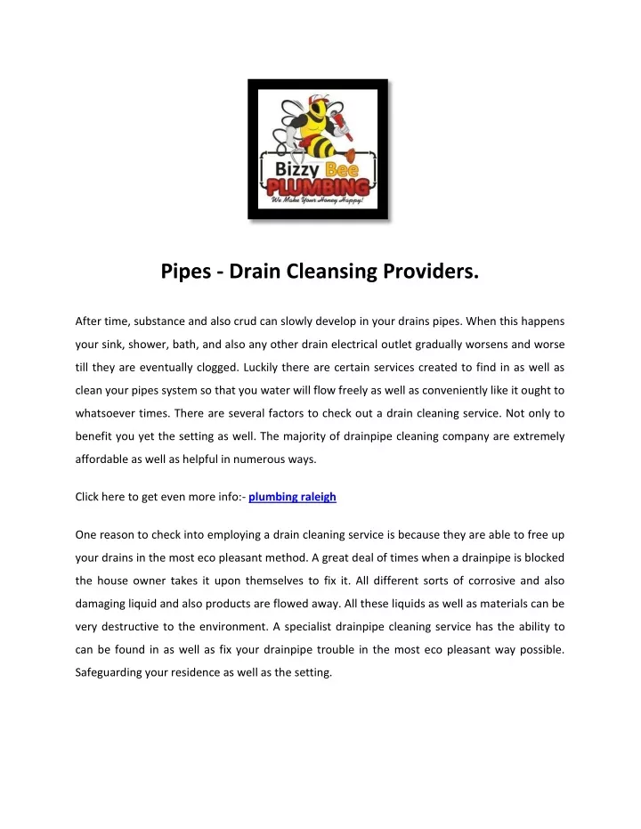 pipes drain cleansing providers