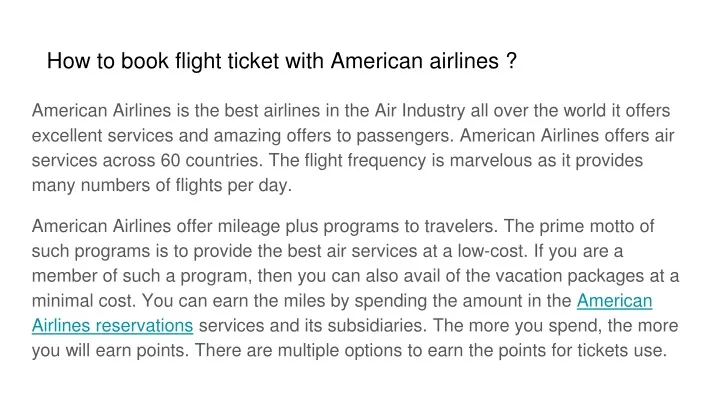 how to book flight ticket with american airlines