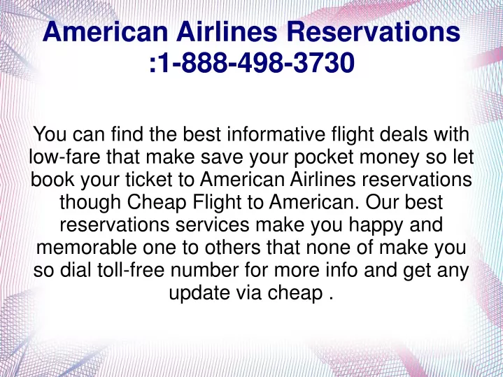 american airlines reservations 1 888 498 3730