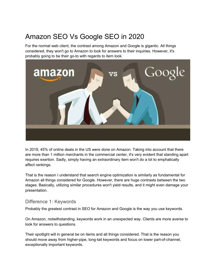amazon seo vs google seo in 2020