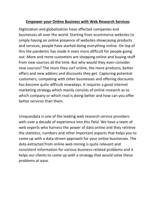 empower your online business with web research