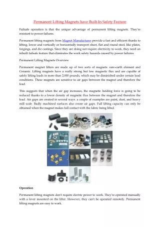 permanent lifting magnets have built in safety