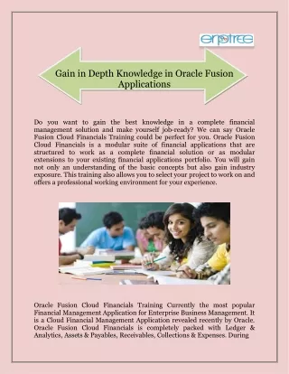 Gain in Depth Knowledge in Oracle Fusion Applications