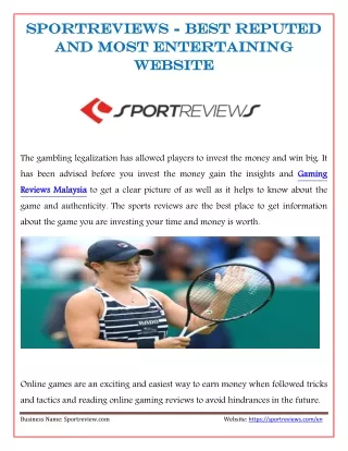 SPORTREVIEWS - BEST REPUTED AND MOST ENTERTAINING WEBSITE