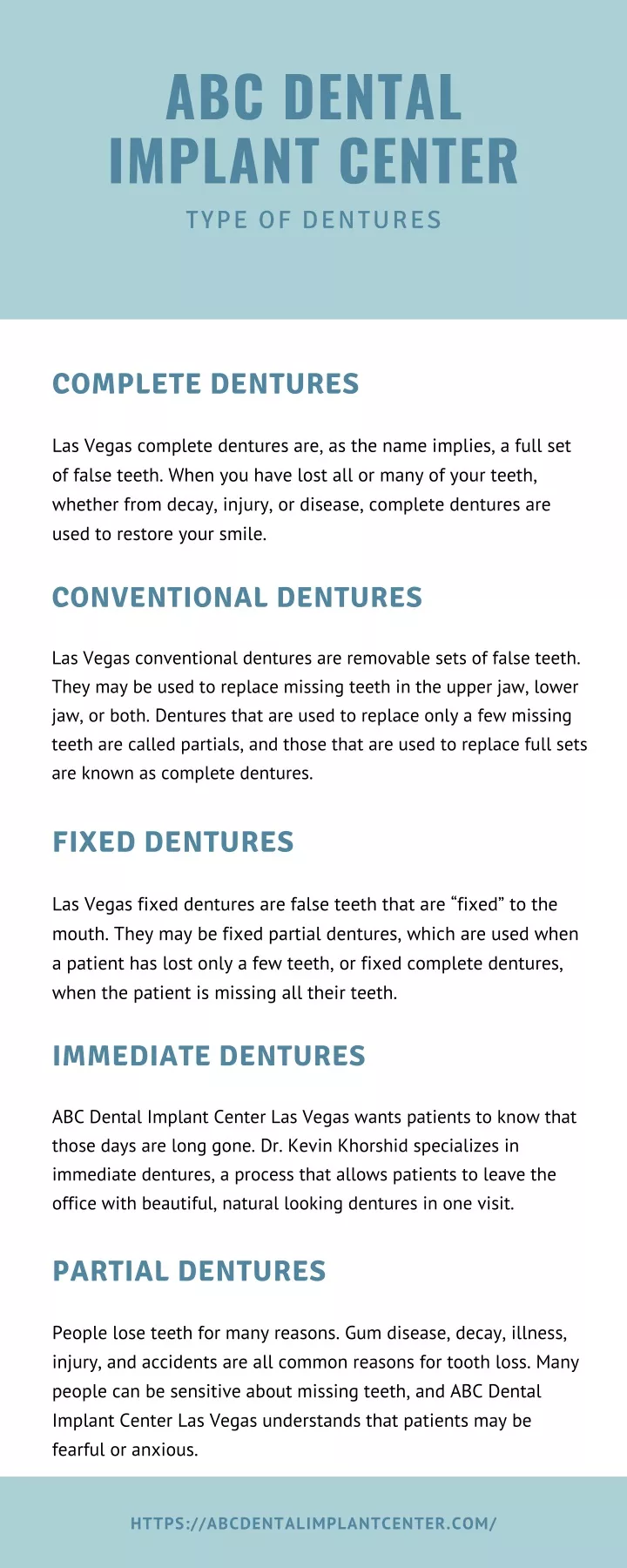 abc dental implant center type of dentures