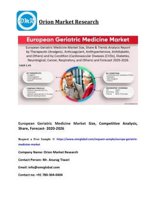 European Geriatric Medicine Market Size, Competitive Analysis, Share, Forecast- 2020-2026