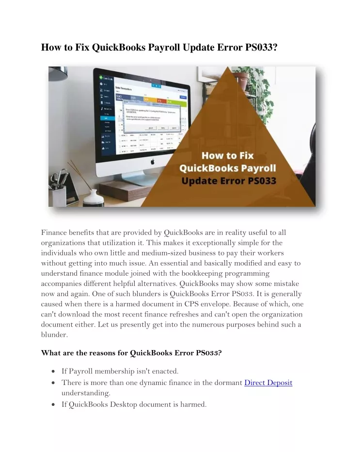 how to fix quickbooks payroll update error ps033