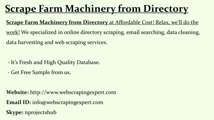 scrape farm machinery from directory