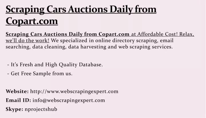 scraping cars auctions daily from copart com