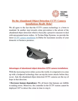 do the abandoned object detection cctv camera