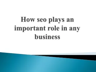 How seo plays an important role in any business