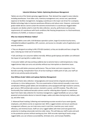 Industrial Windows Tablets: Optimising Warehouse Management