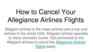 How to Cancel Your Allegiance Airlines Flights