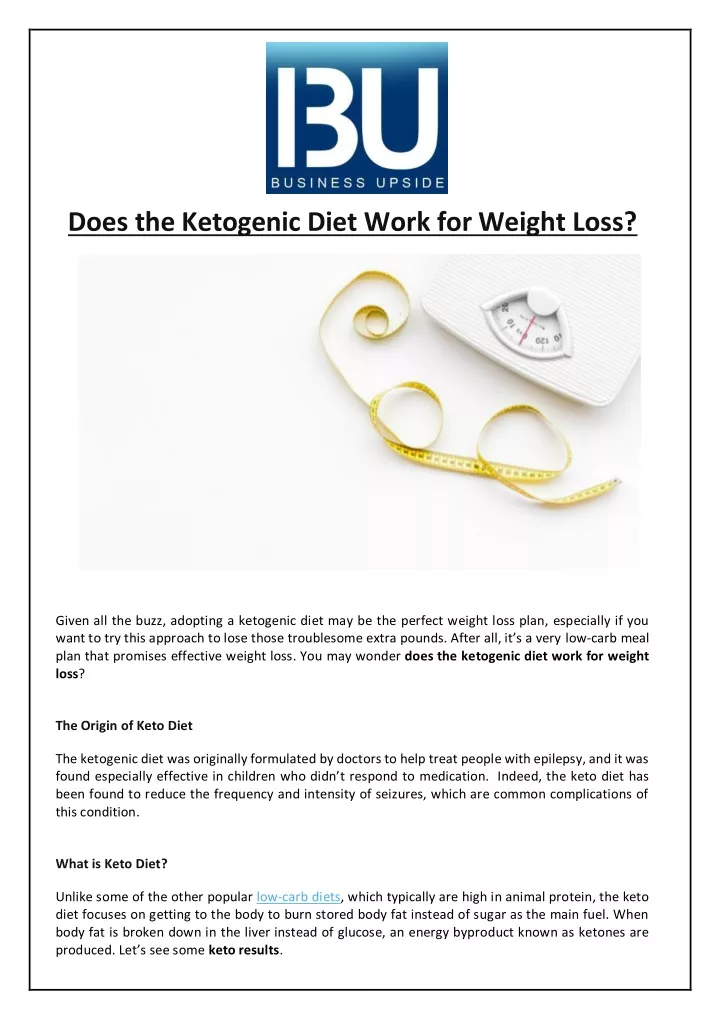 does the ketogenic diet work for weight loss