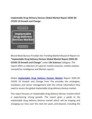 implantable drug delivery devices global market