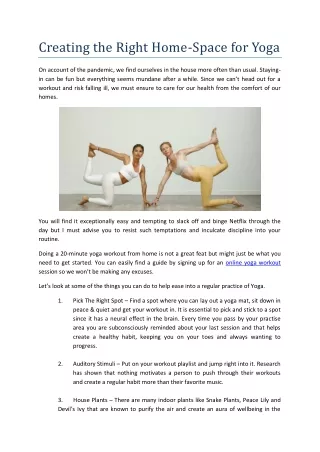 creating the right home space for yoga