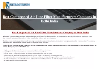 Best Compressed Air Line Filter Manufacturers Company in Delhi India
