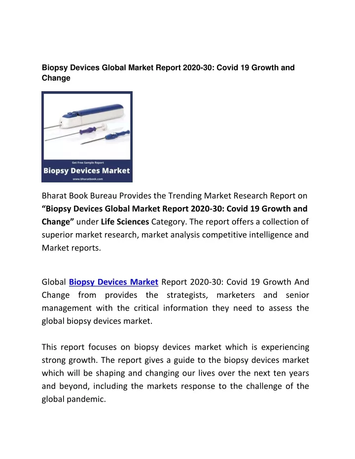 biopsy devices global market report 2020 30 covid