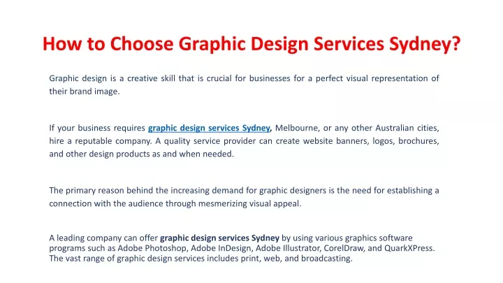 how to choose graphic design services sydney