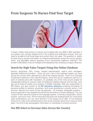 from surgeons to nurses find your target