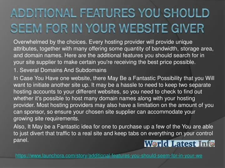 additional features you should seem for in your website giver