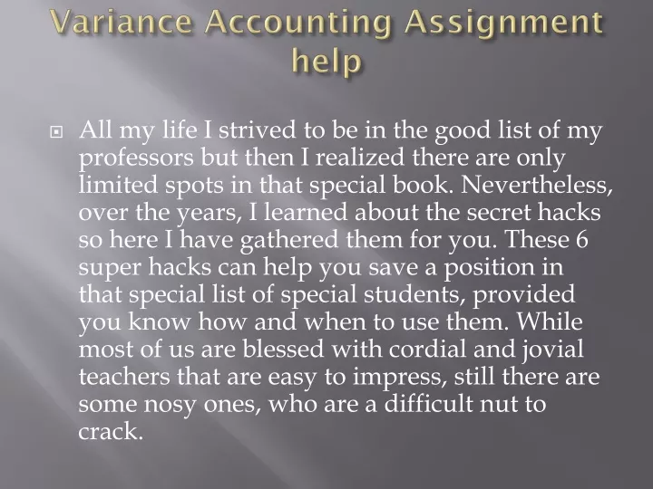 variance accounting assignment help