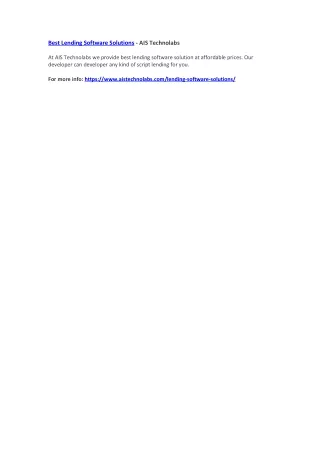 best lending software solutions ais technolabs