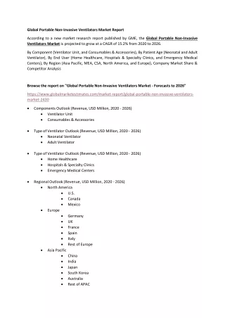 global portable non invasive ventilators market