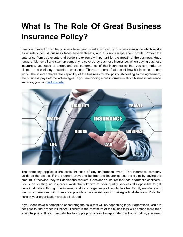 what is the role of great business insurance