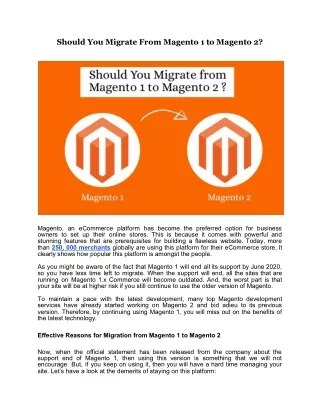 Should You Migrate From Magento 1 to Magento 2?