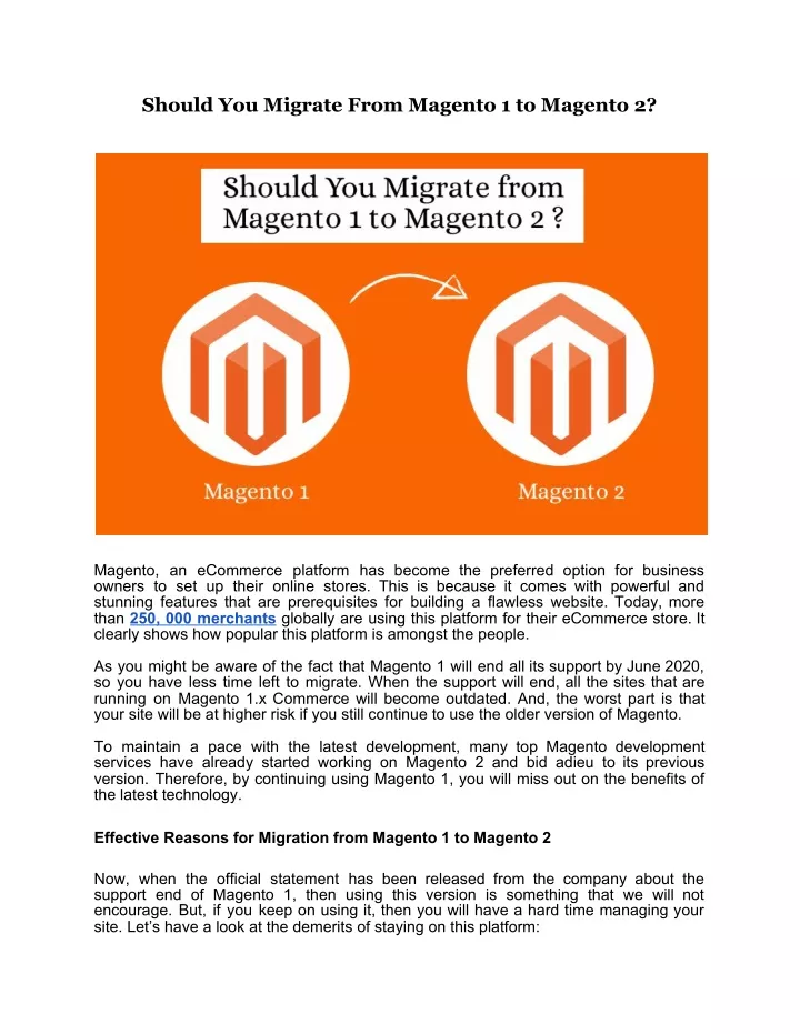 should you migrate from magento 1 to magento 2