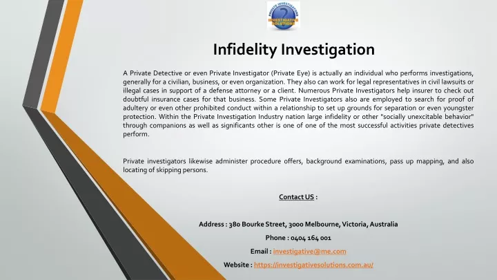 infidelity investigation